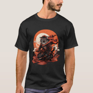 Ukiyo-E Japanese Cat Style Anime Ninja Cat T-Shirt