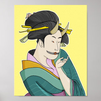 Ukiyo-e japanische Demon Oni Geisha Poster