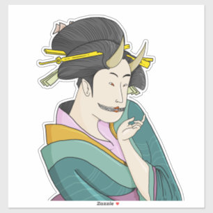 Ukiyo-e japanische Demon Oni Geisha Sticker