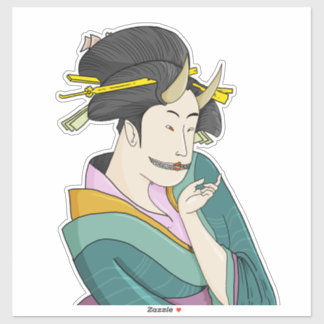Ukiyo-e japanische Demon Oni Geisha Sticker