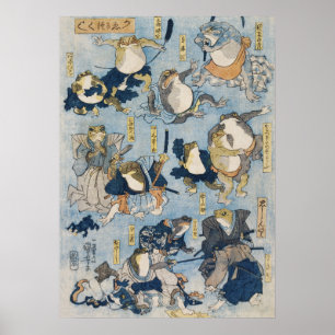 Ukiyo-e-Kriegerfrösche Antike japanische Kunst Poster