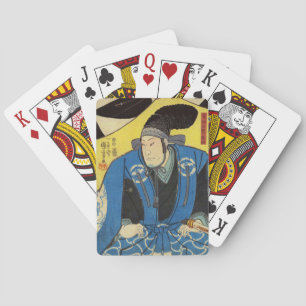Ukiyo-e Malerei eines Samurais im gelben Spielkarten