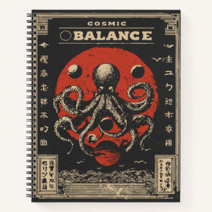 Ukiyo-e Octopus Balance Kosmische Harmonie Kunst Notizbuch