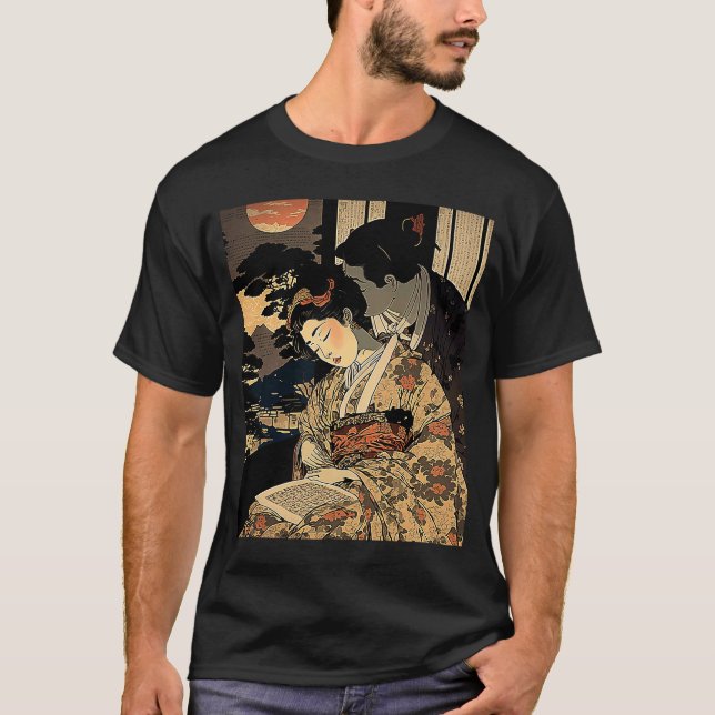 Ukiyo E Retro japanische Liebe während Wartime Dar T-Shirt (Vorderseite)