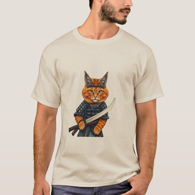 Ukiyo-e Samurai Cat - The Great Wave of Cats Japan T-Shirt (Vorderseite)