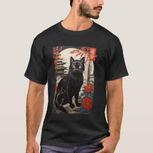 Ukiyo-e Schwarze Katze - Japanischer Holzschnitt-S T-Shirt