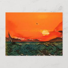 Ukiyo-e-Segelboot Postkarte