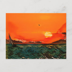 Ukiyo-e-Segelboot Postkarte