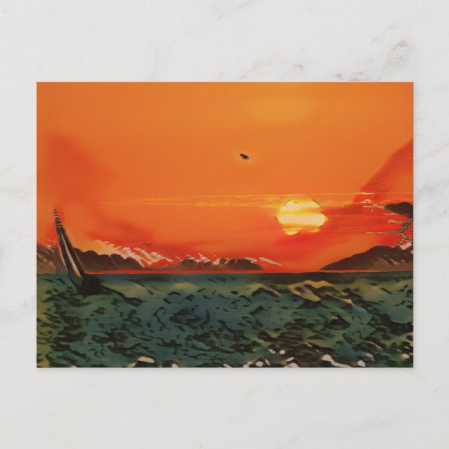 Ukiyo-e-Segelboot Postkarte (Vorderseite)