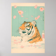 Ukiyo-e-Tiger im Badewannen-Druck japanisches Bade