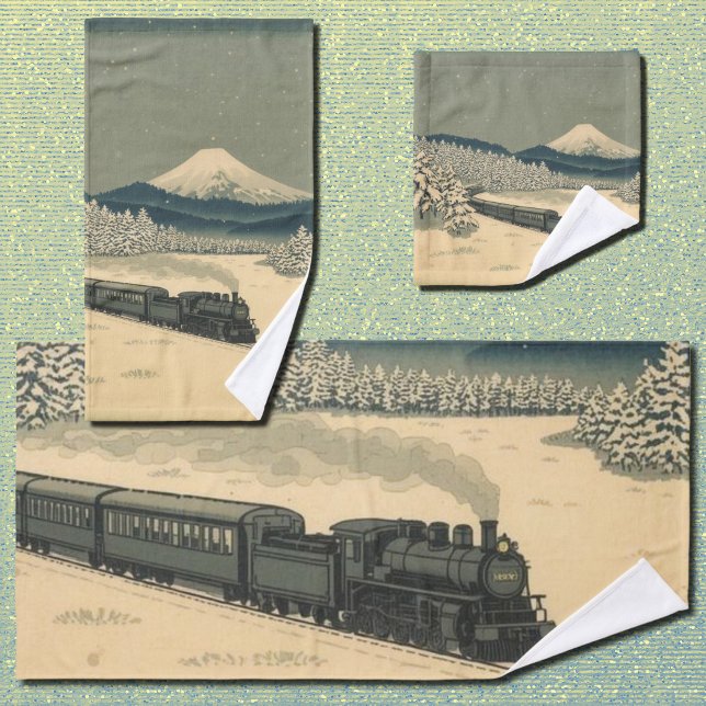 Ukiyo-e Winter Train Badhandtuch Set (Von Creator hochgeladen)