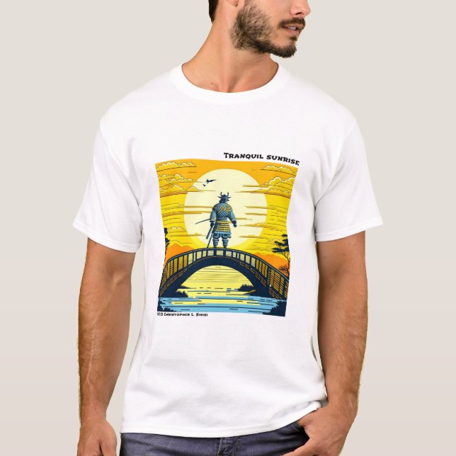 Ukiyo-e yellow and black woodblock nature T-Shirt (Vorderseite)