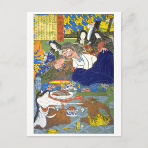 ukiyoe - 和 漢 百 語 Nr. 08 - 酒 呑  - Postkarte