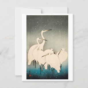 Ukiyoe - Egrets in Snow Postkarte