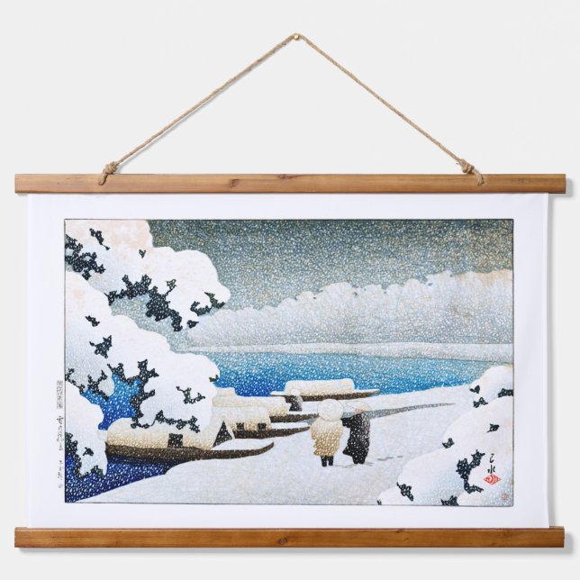 ukiyoe [hasui] C27 Amanohashidate in Snow Wandteppich Mit Holzrahmen (Vorne)