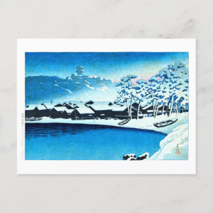 ukiyoe [hasui] C28 Dämmerschnee im Hafen von Ogi Postkarte