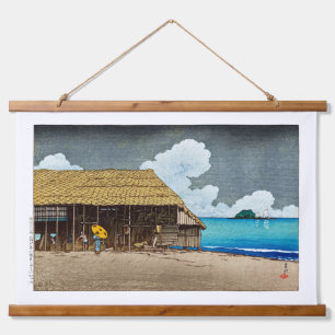 ukiyoe [hasui] C32 Hütte am Meer, Himi, Etchu Wandteppich Mit Holzrahmen