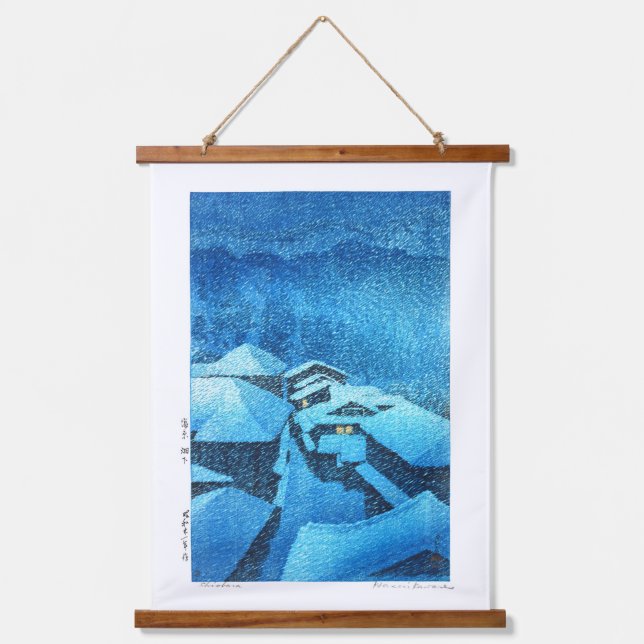 ukiyoe - Hasui - m04 - Hataori Hot Spring - Wandteppich Mit Holzrahmen (Vorderseite)