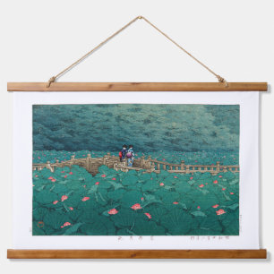 ukiyoe - hasui - m05 - Bentenike Pond, Shiba - Wandteppich Mit Holzrahmen