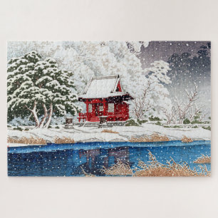 ukiyoe - Hasui - m06 - Schnee beim Schrein Eintrit Puzzle