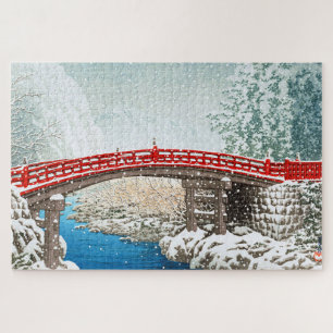 ukiyoe - Hasui - m12 - Schnee an der Shinkyo Bridg Puzzle