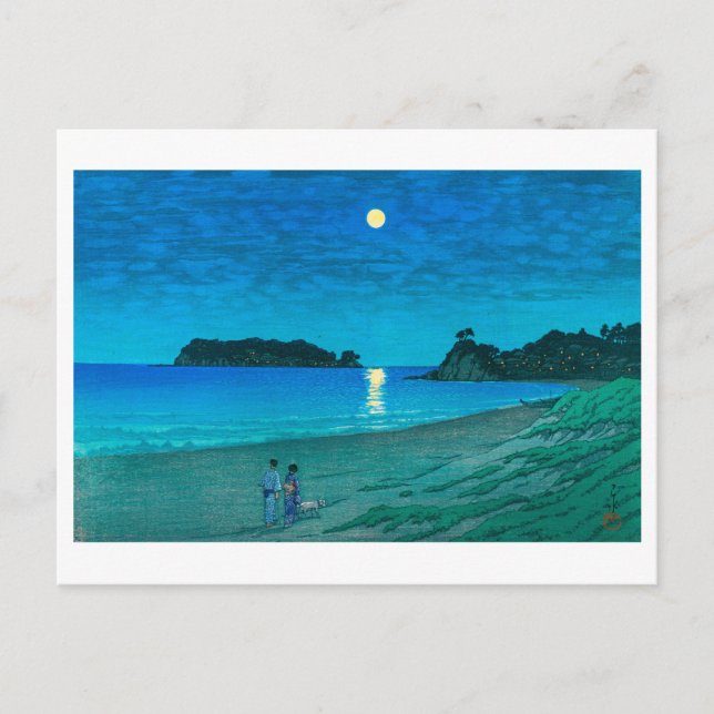 ukiyoe hasui No54 Full moon at Beach Postkarte (Vorderseite)