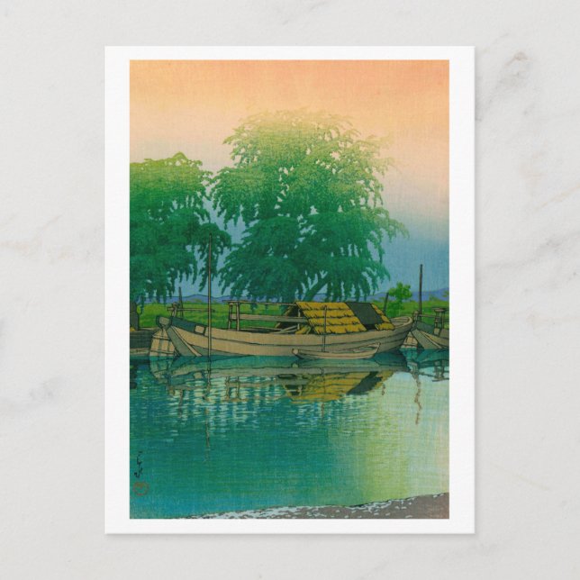 ukiyoe hasui No56 Dawn in Tsuchiura Postkarte (Vorderseite)