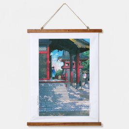 ukiyoe - hasui - No.18 Meguro Fudo Temple - Wandteppich Mit Holzrahmen