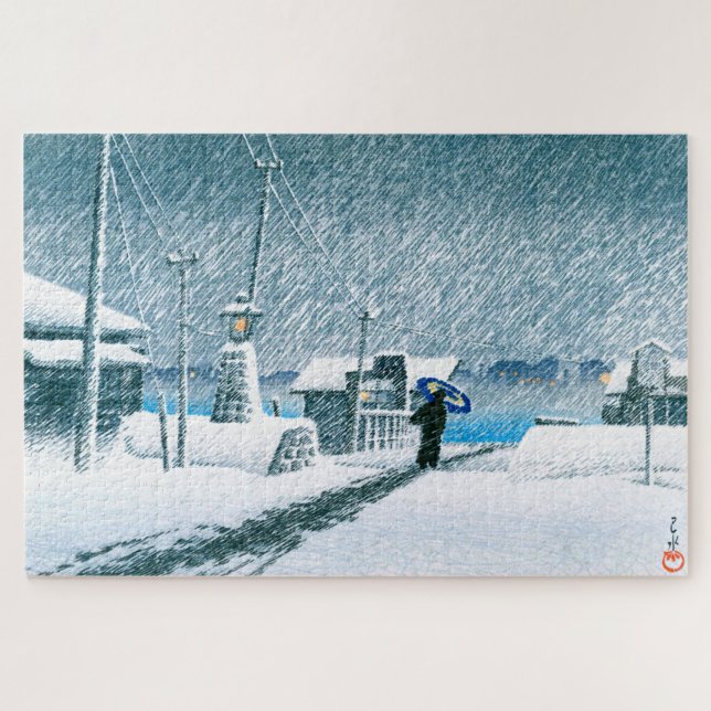 ukiyoe - hasui - No.3 Schnee bei Tsukishima - Puzzle (Horizontal)