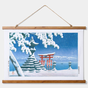 ukiyoe - Hasui - No.4 Schnee bei Itsukushima - Wandteppich Mit Holzrahmen