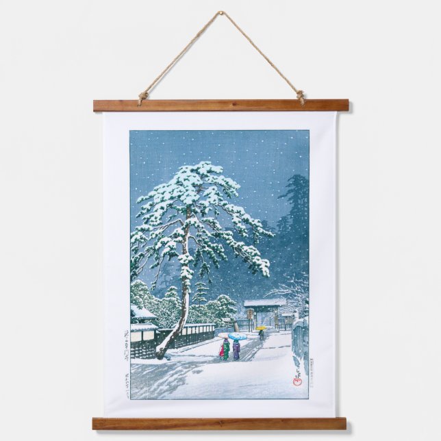 Ukiyoe - Hasui - Nr.12 Der Hommonji-Tempel, Ikegam Wandteppich Mit Holzrahmen (Vorderseite)