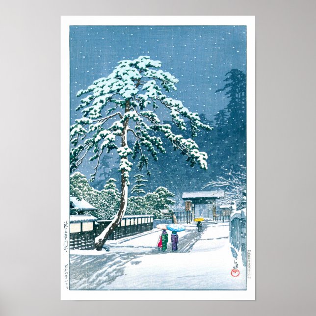 Ukiyoe - Hasui - Nr.12 Der Hommonji-Tempel, ... Poster (Vorne)