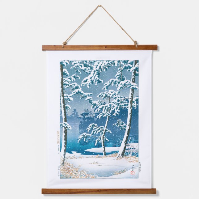 Ukiyoe - Hasui - Nr. 13 Senzoku-Teich - Wandteppich Mit Holzrahmen (Vorderseite)