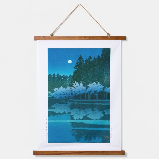Ukiyoe - Hasui - Nr.19 Frühlingsnacht in Inokashir Wandteppich Mit Holzrahmen (Vorderseite)