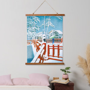 Ukiyoe - Hasui - Nr.24 Yakumo Brücke die Nagata .. Wandteppich Mit Holzrahmen