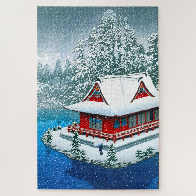 Ukiyoe - Hasui - Nr.26 Schnee im Park Inokashira - Puzzle (Vertikal)