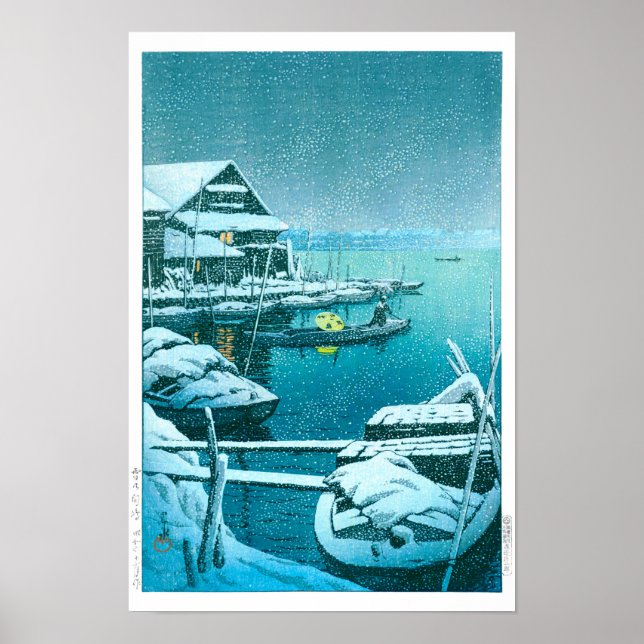 Ukiyoe - Hasui - Nr.27 Schnee bei Mukōjima - Poster (Vorne)