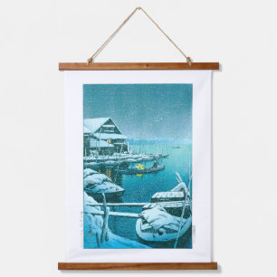 Ukiyoe - Hasui - Nr.27 Schnee bei Mukōjima - Wandteppich Mit Holzrahmen
