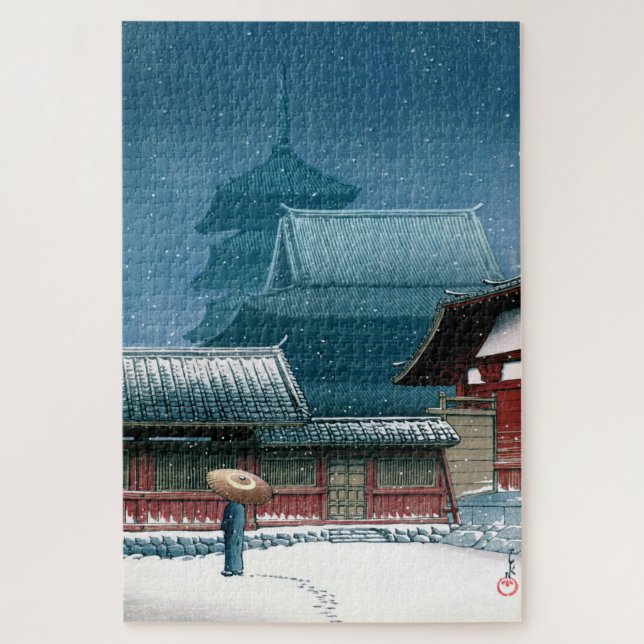 Ukiyoe - Hasui - Nr. 31 Tennoji-Tempel in Osaka - Puzzle (Vertikal)