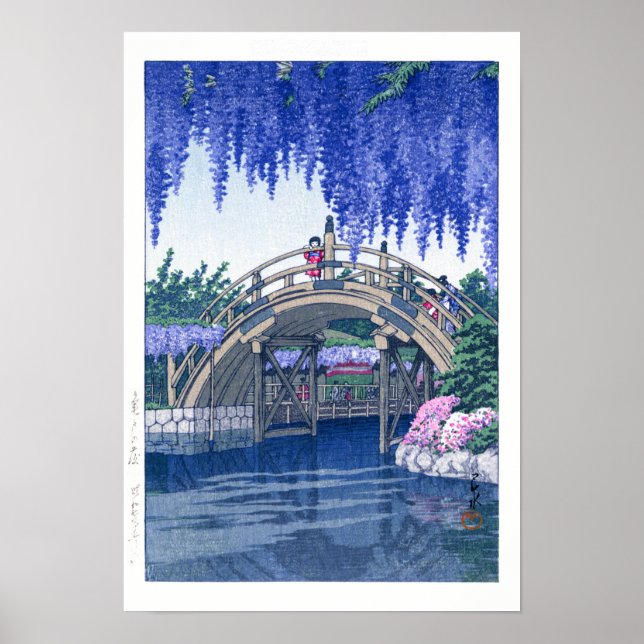 Ukiyoe - Hasui - Nr. 34 Wisteria in Kameido - Poster (Vorne)