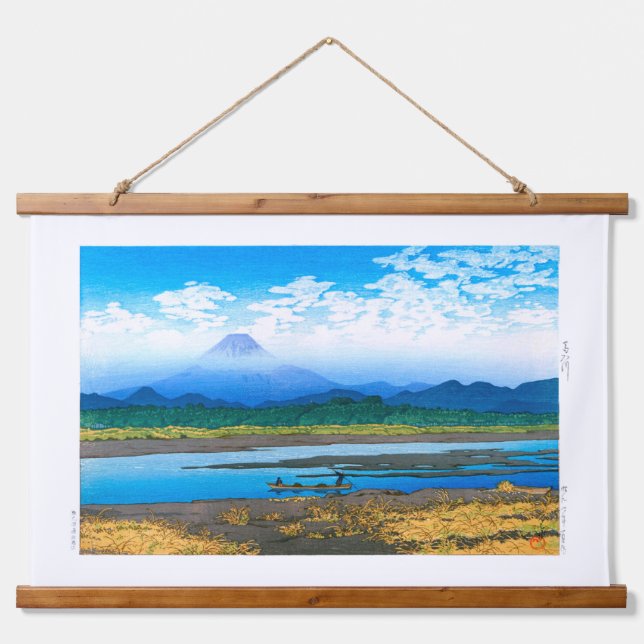 ukiyoe - Hasui - Nr.37 Banyū Fluss - Wandteppich Mit Holzrahmen (Vorne)