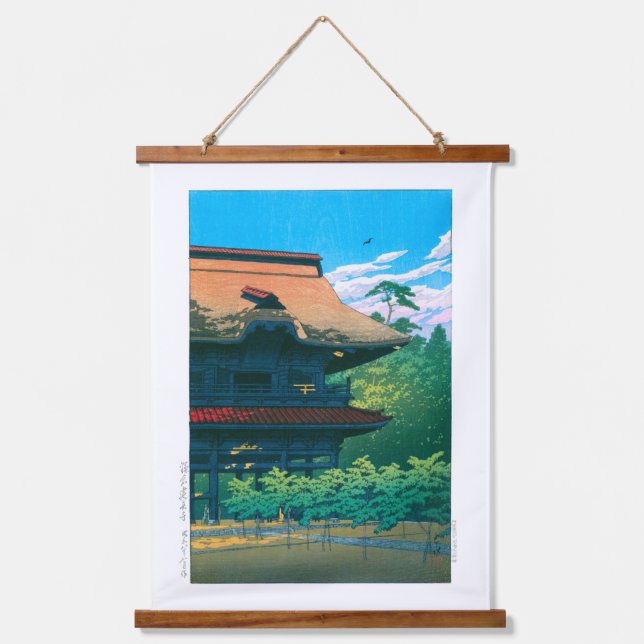 Ukiyoe - Hasui - Nr.42 Kenchoji Temple, Kamakura - Wandteppich Mit Holzrahmen (Vorderseite)