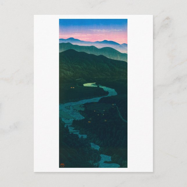 ukiyoe Hasui Nr. 58 Etchūs Ioritani-Pass Postkarte (Vorderseite)