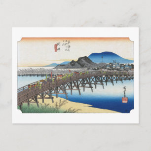 ukiyoe Hiroshige Nr. 38 Okazaki Postkarte