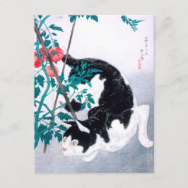 Ukiyoe [komei] 02 Katze mit Tomatensorte Pflanze Postkarte