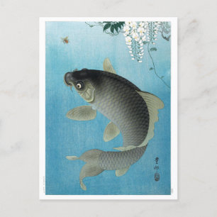 Ukiyoe [Koson] Carp Leaping Postkarte