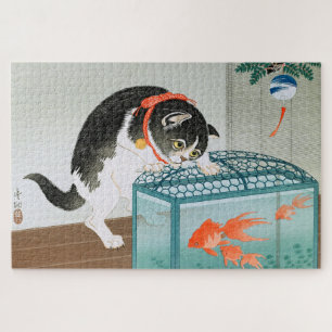 Ukiyoe [Koson] Cat and Goldfish Puzzle