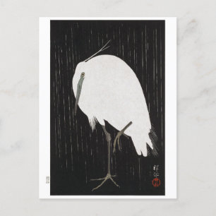 Ukiyoe [Koson] Egret in Rain Postkarte