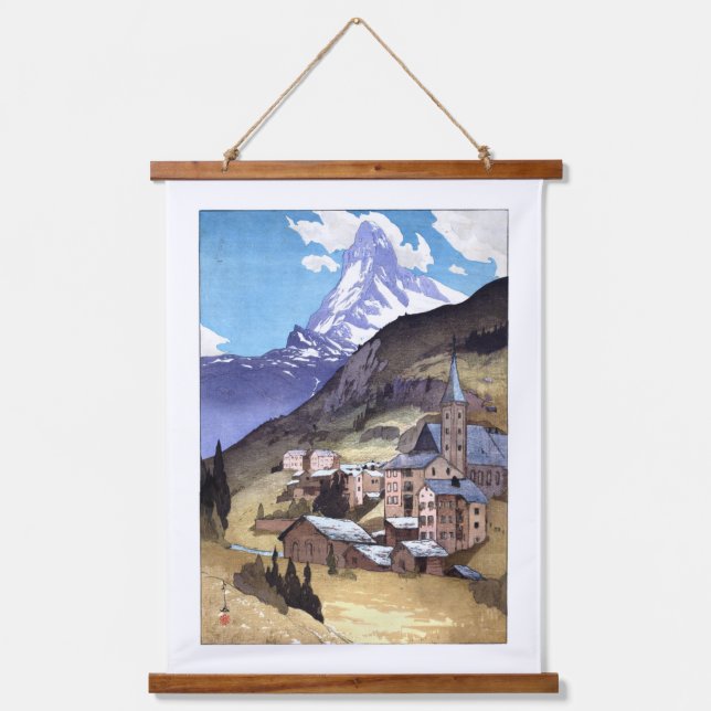 ukiyoe - Yoshida - 04 - Matterhorn - Wandteppich Mit Holzrahmen (Vorderseite)