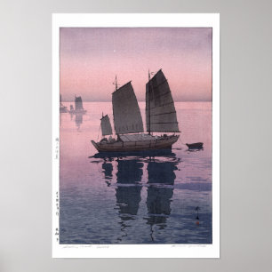 ukiyoe - Yoshida - 12 - Segelboote-Abend - Poster